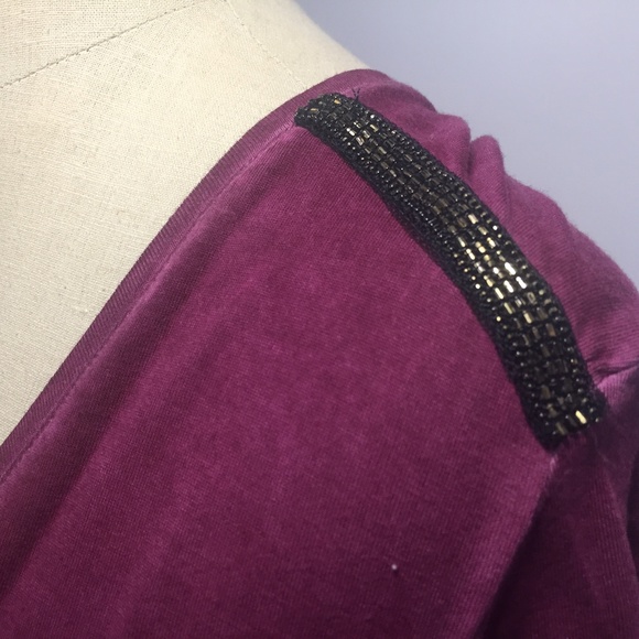 Seven7 Embellished Mineral Wash Dark Red Tee - Picture 2 of 5